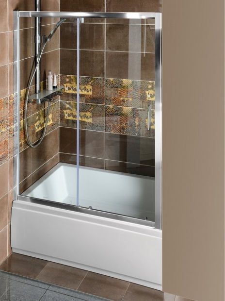 POLYSAN DEEP zuhanyajtó kádperemre, 1200x1650mm, transzparent üveg