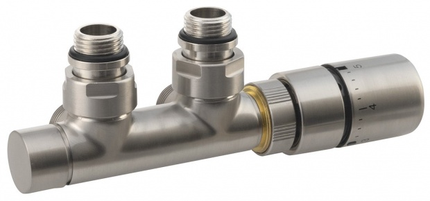 TWIN TERMO csatlakozó készlet radiátorhoz, szálcsiszolt inox