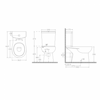 KAIRO álló kombi WC, hátsó kifolyású, tartállyal, 36x67cm, króm duálgombos öblítőmechanikával