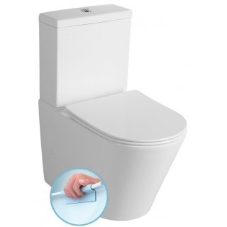 PACO RIMLESS monoblokkos WC, alsó/hátsó kifolyású, ülőke nélkül, 38x64cm, duálgombos öblítőmechanikával (PC1012R helyett)