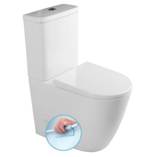 TURKU RIMLESS monoblokkos WC, alsó/hátsó kifolyású, ülőke nélkül, 38x64cm, duálgombos öblítőmechanikával