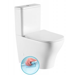 BELLO RIMLESS monoblokkos WC, alsó/hátsó kifolyású, ülőke nélkül, 38x64cm, duálgombos öblítőmechanikával (PC103R helyett)
