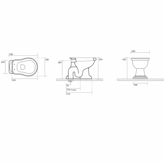 KERASAN RETRO álló WC, alsó kifolyású, tartállyal, öblítőmechanikával, ülőke nélkül, fehér/króm