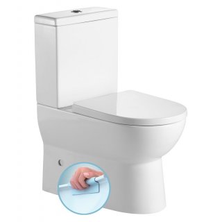 AQUALINE JALTA RIMLESS monoblokkos WC, alsó/hátsó kifolyású, ülőke nélkül, 37x63cm, duál gombos öblítőmechanika