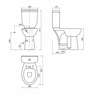 DISABLE WC mozgássérülteknek tartállyal, 49,5cm