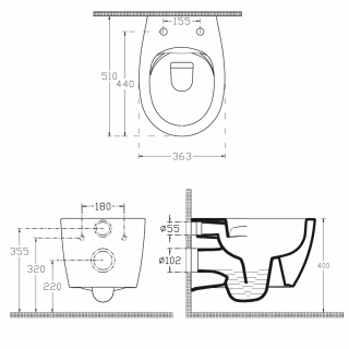 ISVEA SENTIMENTI fali WC, Rimless, 36x51cm ( smartFixPlus)