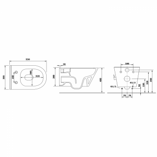 AVVA RIMLESS fali WC bidézuhannyal, csapteleppel, 35,5x53cm, matt fekete