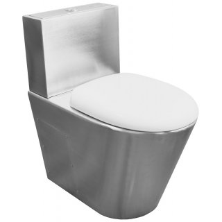 NOFER monoblokkos WC, alsó/hátsó kifolyású, ülőkével, öblítőmechanikával, 370x680x620mm, matt rozsdamentes acél