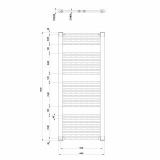 AQUALINE DIRECT Fürdőszobai radiátor, egyenes, 600x1320mm, 795W, fehér