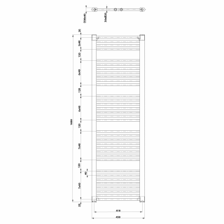 AQUALINE DIRECT Fürdőszobai radiátor, egyenes, 450x1680mm, 757W, fehér