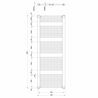 AQUALINE DIRECT Fürdőszobai radiátor, egyenes, 600x1680mm, 1013W, fehér