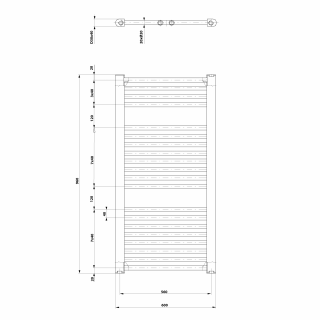 AQUALINE DIRECT Fürdőszobai radiátor, egyenes, 600x960mm, 597W, fehér