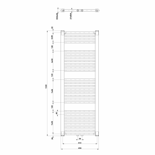 AQUALINE DIRECT Fürdőszobai radiátor, középső bekötéssel, 450x1320mm, 594W, fehér