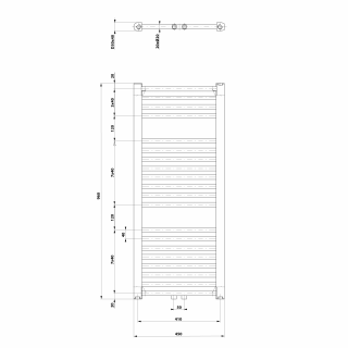 AQUALINE DIRECT Fürdőszobai radiátor, középső bekötéssel, 450x960mm, 447W, fehér