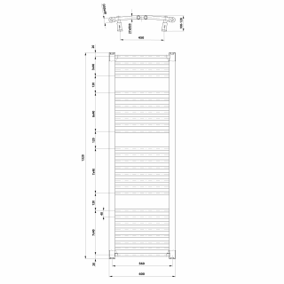 AQUALINE ORBIT Fürdőszobai radiátor, íves, 600x1320mm, 795W, fehér