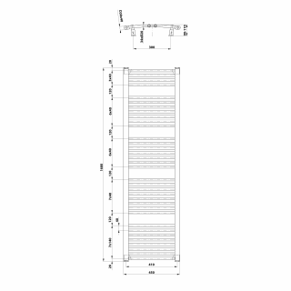 AQUALINE ORBIT Fürdőszobai radiátor, íves, 450x1680mm, 757W, fehér