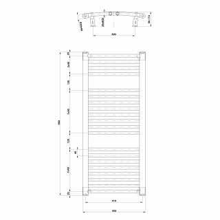 AQUALINE ORBIT Fürdőszobai radiátor, íves, 450x960mm, 447W, fehér