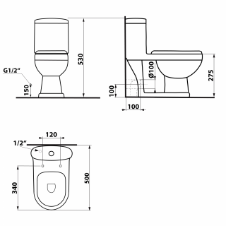 AQUALINE PETIT WC monoblokkos gyermek WC alsó/hátsó kifolyású