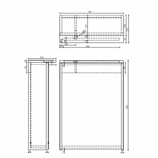 AQUALINE KAWA STRIP tükrösszekrény, LED világítással 50x70x22cm, fehér