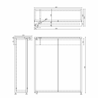 AQUALINE KAWA STRIP tükrösszekrény, LED világítással 60x70x22cm, fehér