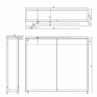 AQUALINE KAWA STRIP tükrösszekrény, LED világítással, 80x70x24cm, fehér