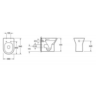 AREZZO design VERMONT álló rimless wc alsó/hátsó kifolyású