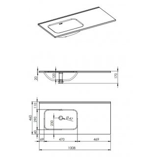 AREZZO design SKAPPA 100 cm-es mosdó (60+40) balos CSAPLYUK NÉLKÜL