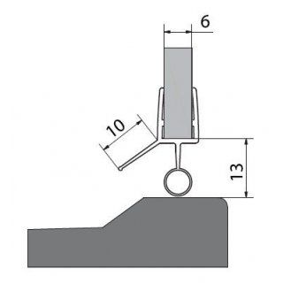 POLYSAN Tömítő szilikon profil üvegajtó alsó élére 1000 mm 6 mm-es üveghez