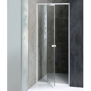 AQUALINE AMICO nyíló zuhanyajtó, 82-100x185cm, fehér profil, 6mm transparent üveg