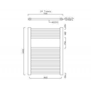 ALYA fürdőszobai radiátor, 500x688mm, 196W, króm