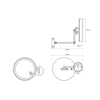 BEMETA KOZM.TÜKRÖK Kozmetikai tükör, LED világítással, 260x200x400mm, átm:180mm; 5,6W (112101142)