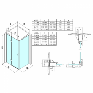 GELCO LEGRO zuhanyajtó, 1000mm, transzparent üveg