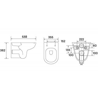 Wellis Bella fali WC RIMLESS + ülőke + tartály + round nyomólap