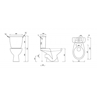 AQUALINE JUAN monoblokkos WC, hátsó kifolyású, króm duál gombos öblítőmechanika