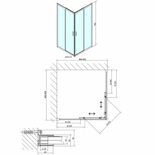 POLYSAN EASY LINE szögletes zuhanykabin, 900x900mm, transzparent üveg