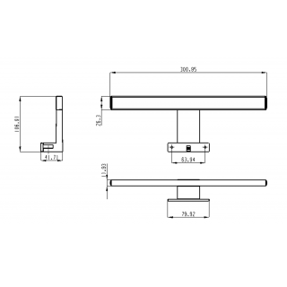 AQUALINE SERAPA LED világítás, 5W, 230V, 300x50x100mm, pvc, króm