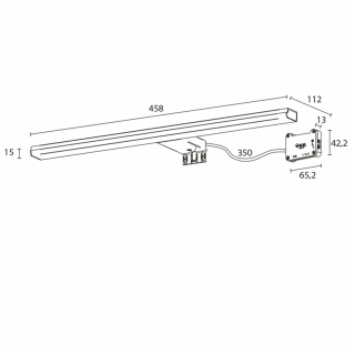 FELINA LED lámpa, 10W, 230 V, IP44 458x15x112 mm, króm