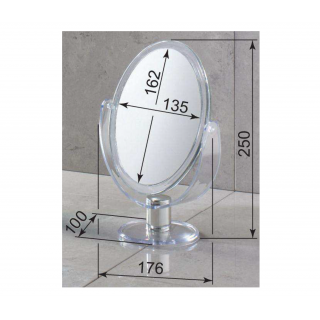 AQUALINE Álló kozmetikai tükör, 176x250x160mm, átlátszó keret