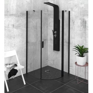 POLYSAN ZOOM LINE BLACK íves zuhanykabin, jobbos, 900x900mm, transzparent, fekete