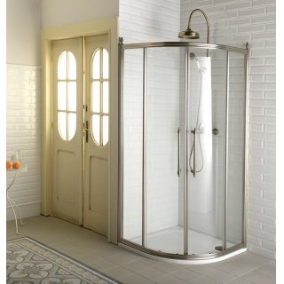 GELCO ANTIQUE íves zuhanykabin, eltolható kétszárnyú ajtó, 900x900mm, transzparent üveg minta nélkül, bronz