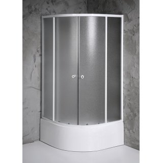 AQUALINE ARLEN íves zuhanykabin, 90x90x150cm, fehér profil, matt BRICK üveg (E93 helyett)