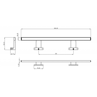 AQUALINE SERAPA LED világítás, 9W, 230V, 600x40x100mm, plasztik, króm