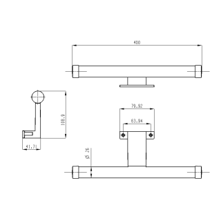 AQUALINE KRONAS LED világítás, 6W, 400x40x100mm, króm